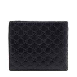 مملوكة مسبقًا Gucci Black Microguccissima Leather Money Clip Bifold Wallet