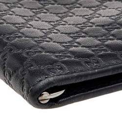 مملوكة مسبقًا Gucci Black Microguccissima Leather Money Clip Bifold Wallet