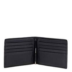 مملوكة مسبقًا Gucci Black Microguccissima Leather Money Clip Bifold Wallet