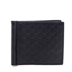 Pre Owned Gucci Black Microguccissima Leather Money Clip Wallet
