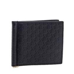 Pre Owned Gucci Black Microguccissima Leather Money Clip Wallet