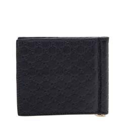 Pre Owned Gucci Black Microguccissima Leather Money Clip Wallet