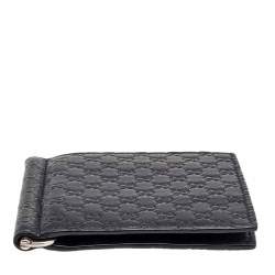 Pre Owned Gucci Black Microguccissima Leather Money Clip Wallet