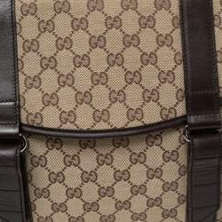 Pre Owned Gucci Beige/Brown GG Canvas And Leather Laptop Briefcase