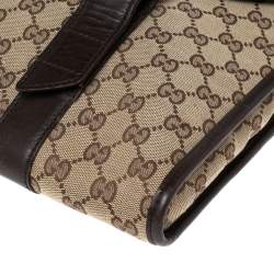 Pre Owned Gucci Beige/Brown GG Canvas And Leather Laptop Briefcase