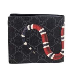 Gucci Black GG Supreme Canvas Kingsnake Print Bifold Wallet