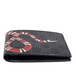 Gucci Black GG Supreme Canvas Kingsnake Print Bifold Wallet