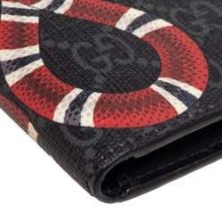 Gucci Black GG Supreme Canvas Kingsnake Print Bifold Wallet