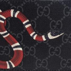 Gucci Black GG Supreme Canvas Kingsnake Print Bifold Wallet