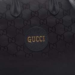 Pre Owned Gucci Black GG Nylon And Leather GG Off the Grid Tote