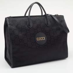 Pre Owned Gucci Black GG Nylon And Leather GG Off the Grid Tote