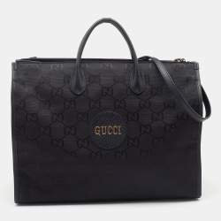 Pre Owned Gucci Black GG Nylon And Leather GG Off the Grid Tote
