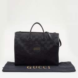 Pre Owned Gucci Black GG Nylon And Leather GG Off the Grid Tote