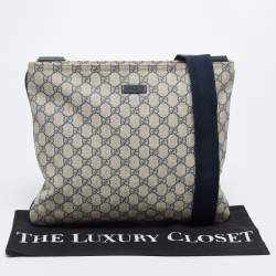 مملوكة مسبقًا حقيبة ماسنجر غوتشي كانفاس جي جي سوبريم بيج/أزرق كحلي بسحاب علوي 