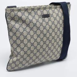 مملوكة مسبقًا حقيبة ماسنجر غوتشي كانفاس جي جي سوبريم بيج/أزرق كحلي بسحاب علوي 