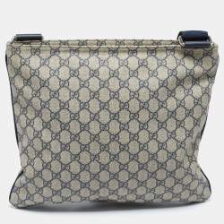 مملوكة مسبقًا حقيبة ماسنجر غوتشي كانفاس جي جي سوبريم بيج/أزرق كحلي بسحاب علوي 