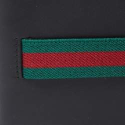 Gucci Black Leather Web Elastic Wallet