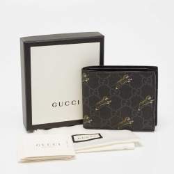 Gucci Black/Grey GG Supreme Canvas Tiger Print Bifold Wallet