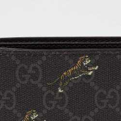 Gucci Black/Grey GG Supreme Canvas Tiger Print Bifold Wallet