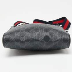 Gucci Black GG Supreme Canvas and Leather Small Messenger Bag