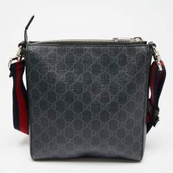 Gucci Black GG Supreme Canvas and Leather Small Messenger Bag