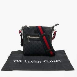 Gucci Black GG Supreme Canvas and Leather Small Messenger Bag