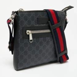 Gucci Black GG Supreme Canvas and Leather Small Messenger Bag