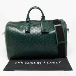 مملوكة مسبقًا Gucci Green Guccissima Leather Duffel Bag