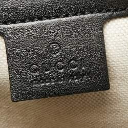 Pre Owned Gucci Black Perforated GG Embossed Leather Tote