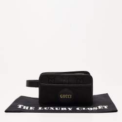 Gucci Black GG Nylon and Leather Off the Grid Wash Bag