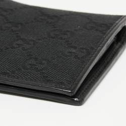 Pre Owned Gucci Black GG Canvas and Leather Wed Bifold Wallet