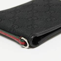 Pre Owned Gucci Black GG Canvas and Leather Wed Bifold Wallet