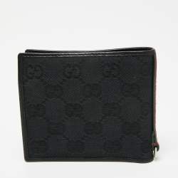 Pre Owned Gucci Black GG Canvas and Leather Wed Bifold Wallet