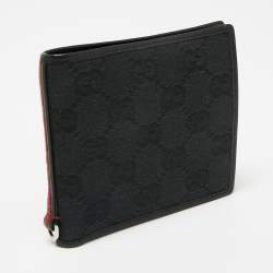 Pre Owned Gucci Black GG Canvas and Leather Wed Bifold Wallet