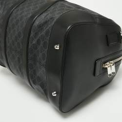 Pre Owned Gucci Black GG Supreme Canvas And Leather Large Carry On Duffel Bag