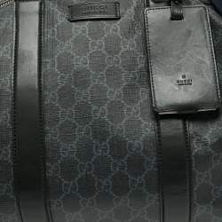 Pre Owned Gucci Black GG Supreme Canvas And Leather Large Carry On Duffel Bag