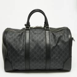Pre Owned Gucci Black GG Supreme Canvas And Leather Large Carry On Duffel Bag