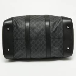 Pre Owned Gucci Black GG Supreme Canvas And Leather Large Carry On Duffel Bag
