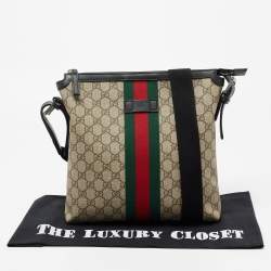 Gucci Beige/Black GG Supreme Canvas And Leather Web Messenger Bag
