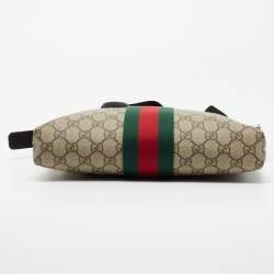 Gucci Beige/Black GG Supreme Canvas And Leather Web Messenger Bag
