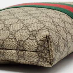 Gucci Beige/Black GG Supreme Canvas And Leather Web Messenger Bag