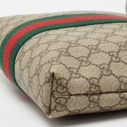 Gucci Beige/Black GG Supreme Canvas And Leather Web Messenger Bag