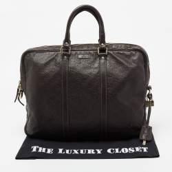 Pre Owned Gucci Dark Brown Guccissima Leather Briefcase Bag