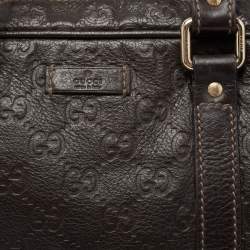 Pre Owned Gucci Dark Brown Guccissima Leather Briefcase Bag