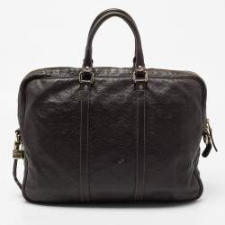 Pre Owned Gucci Dark Brown Guccissima Leather Briefcase Bag