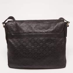 Pre Owned Gucci Dark Brown Guccissima Leather Messenger Bag