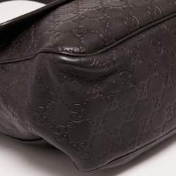 Pre Owned Gucci Dark Brown Guccissima Leather Messenger Bag