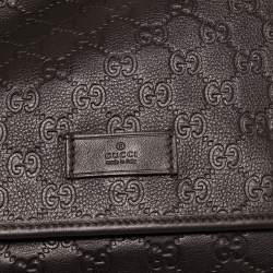 Pre Owned Gucci Dark Brown Guccissima Leather Messenger Bag