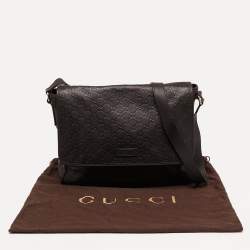 Pre Owned Gucci Dark Brown Guccissima Leather Messenger Bag