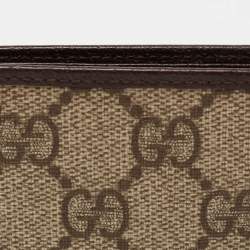 Gucci Beige GG Supreme Canvas and Leather Web Bifold Wallet